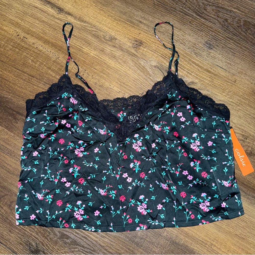 NWT Target Colsie Satin Floral Lounge Top